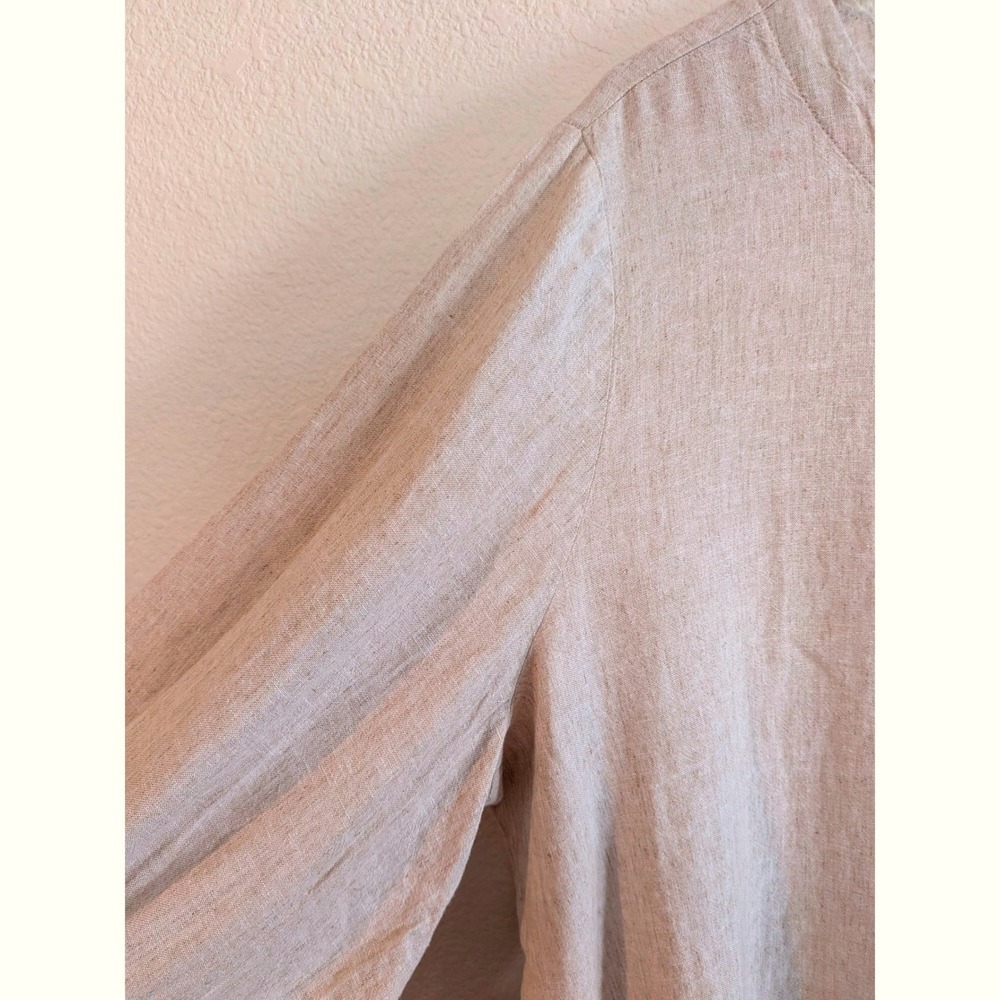 Matty M Womens XXL Linen Blend Balloon Sleeve Blouse Oatmeal Beige - Picture 6 of 8